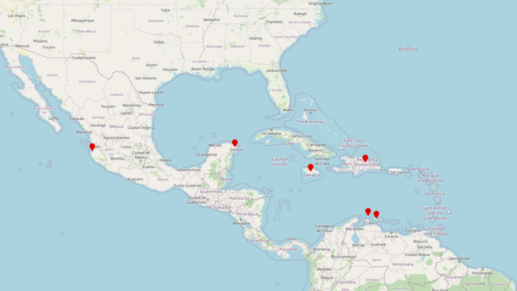 All-Inclusive Resort Tips: What First-Timers Wish They'd Known Before Booking 5 Map showing popular all-inclusive resort destinations in Caribbean and Mexico