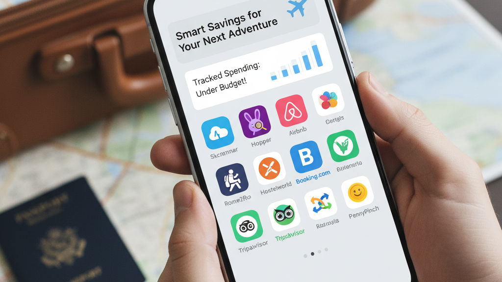 Budget travel apps on smartphone