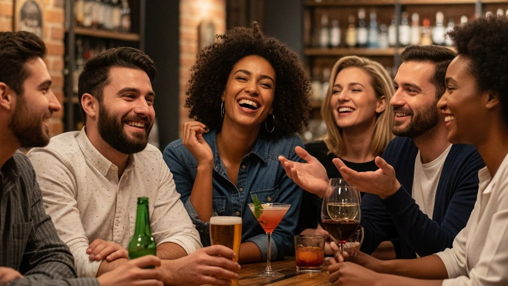 Diverse group of lifestyle friends laughing and bonding at casual meet and greet showing community connections