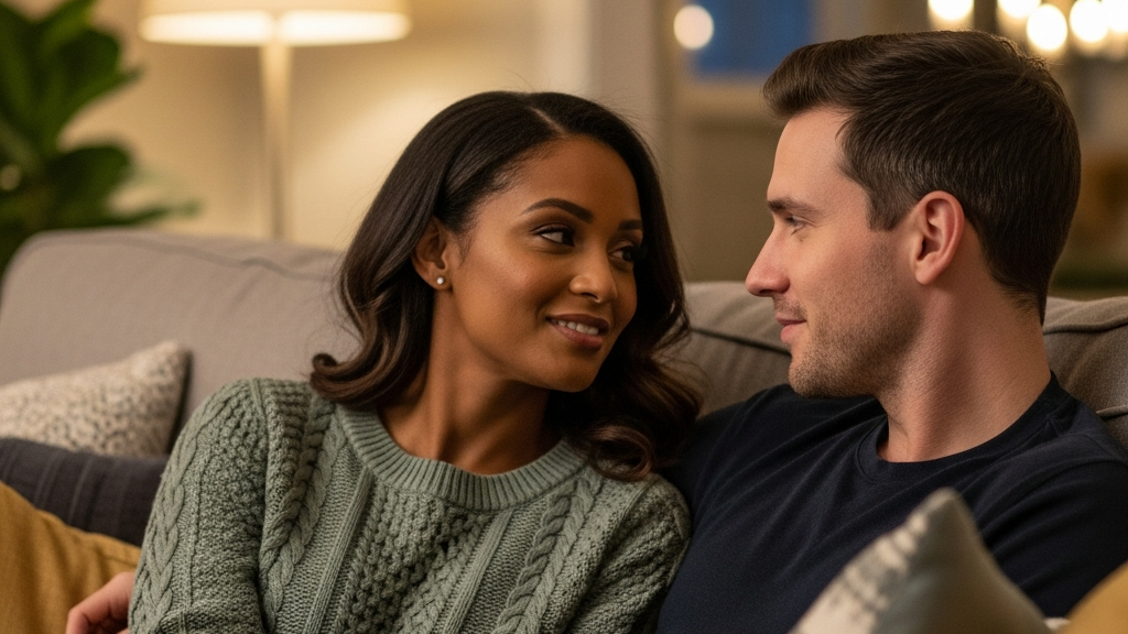 First Lifestyle Event: What to Expect and How to Prepare 7 A couple having an intimate conversation on the couch holding hands