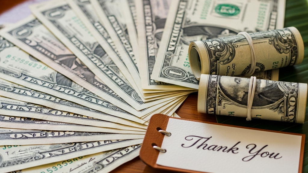 Small denomination cash bills prepared for resort tipping etiquette and gratuities
