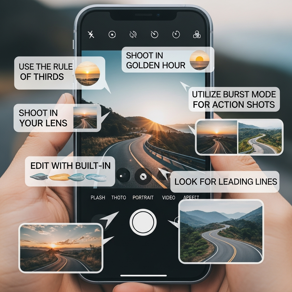 Smartphone camera settings showing travel photography tips for better phone photos