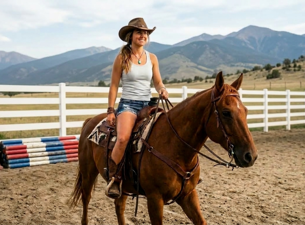 Tangerine's Dream - Save A Horse, Ride A Cowboy 1 event draft 1773260865 woman riding a horse in an arena