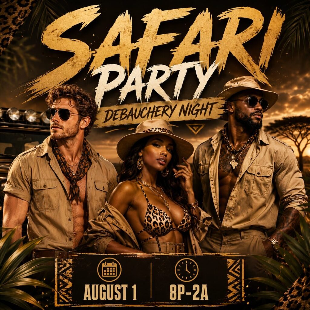 Safari Party ~ Debauchery Night 1 event draft 1782523435 safari party Aug 1 sq logo