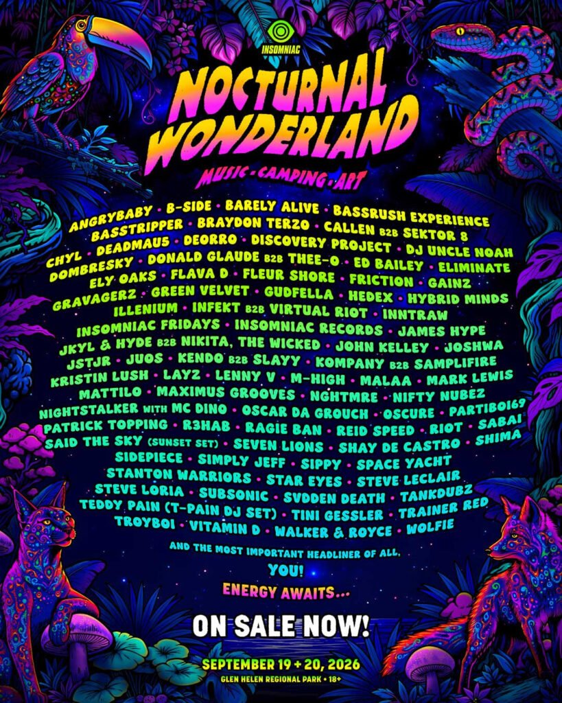 Insomniac: Nocturnal Wonderland 1 event draft 1782862594 insomniac nocturnal wonderland music camping art september 2026