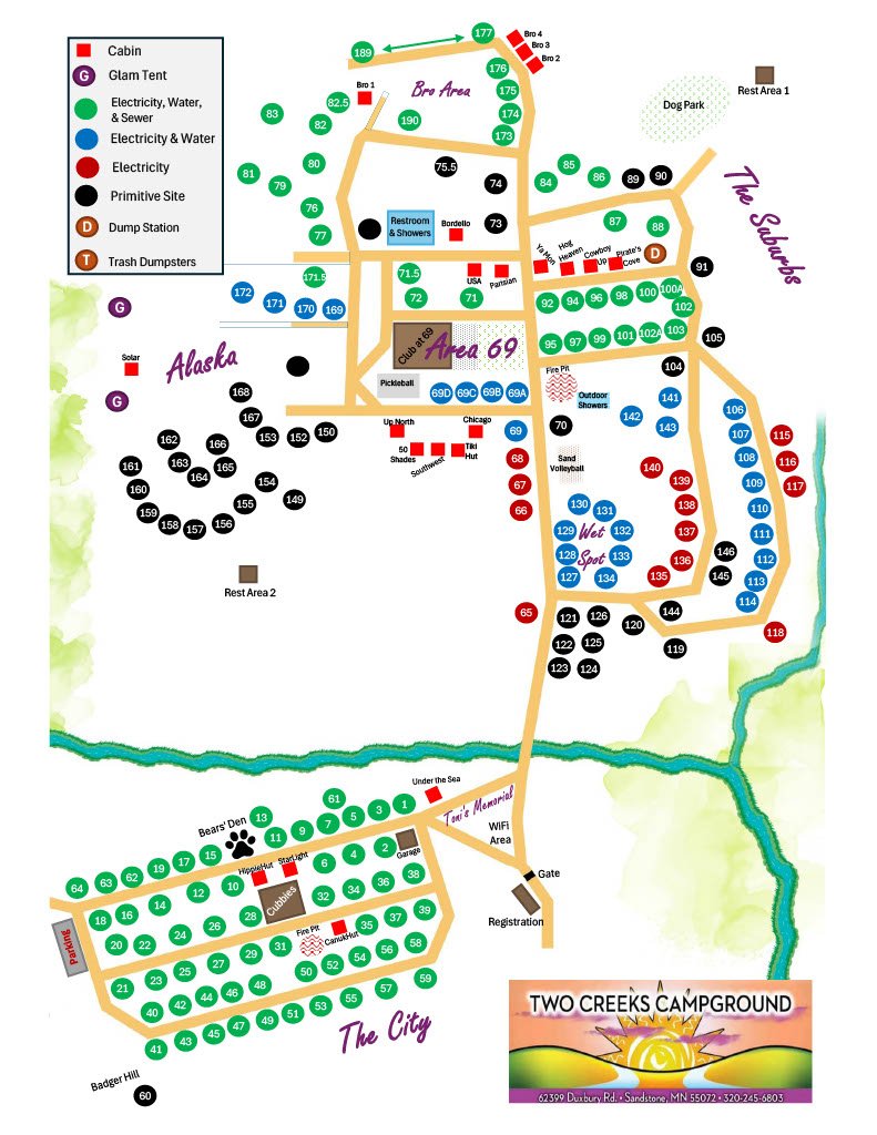 Two Creeks Nudist Campground Map Minnesota
